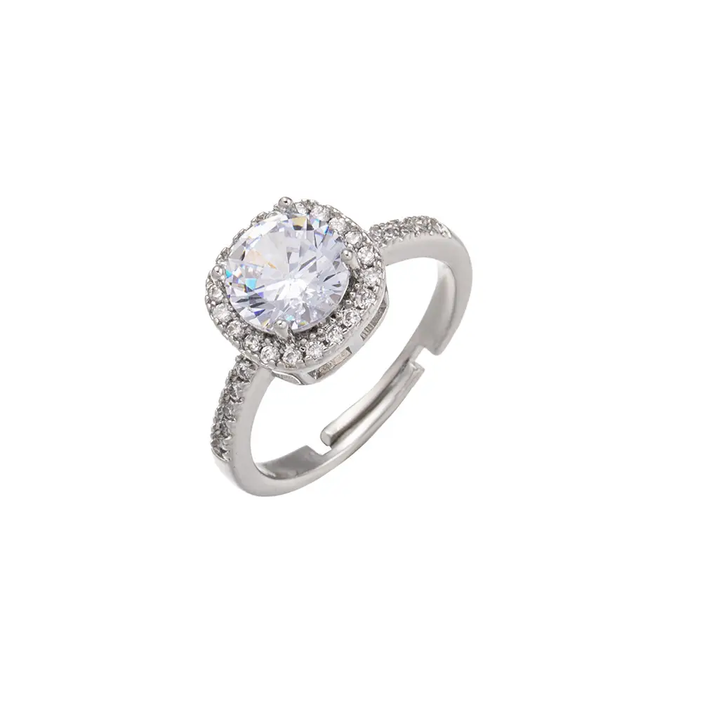 Japanese Korean Style Square Zircon Diamond Ring Women's Adjustable Luxury - Image 5