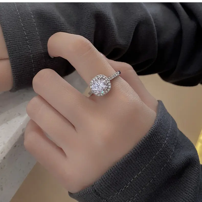 Japanese Korean Style Square Zircon Diamond Ring Women's Adjustable Luxury — feature 34