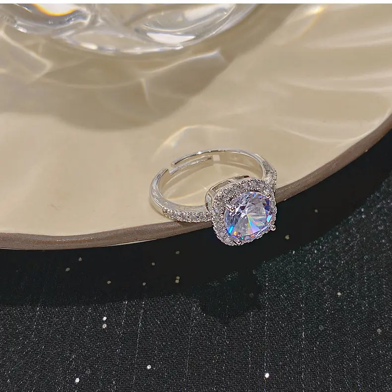 Japanese Korean Style Square Zircon Diamond Ring Women's Adjustable Luxury — feature 36
