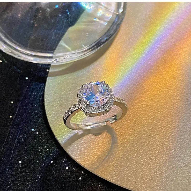 Japanese Korean Style Square Zircon Diamond Ring Women's Adjustable Luxury — feature 38