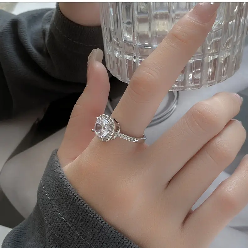 Japanese Korean Style Square Zircon Diamond Ring Women's Adjustable Luxury — feature 44