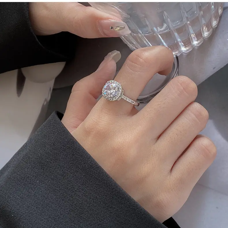 Japanese Korean Style Square Zircon Diamond Ring Women's Adjustable Luxury — feature 48