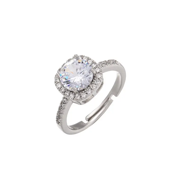 Japanese Korean Style Square Zircon Diamond Ring Women's Adjustable Luxury — feature 49