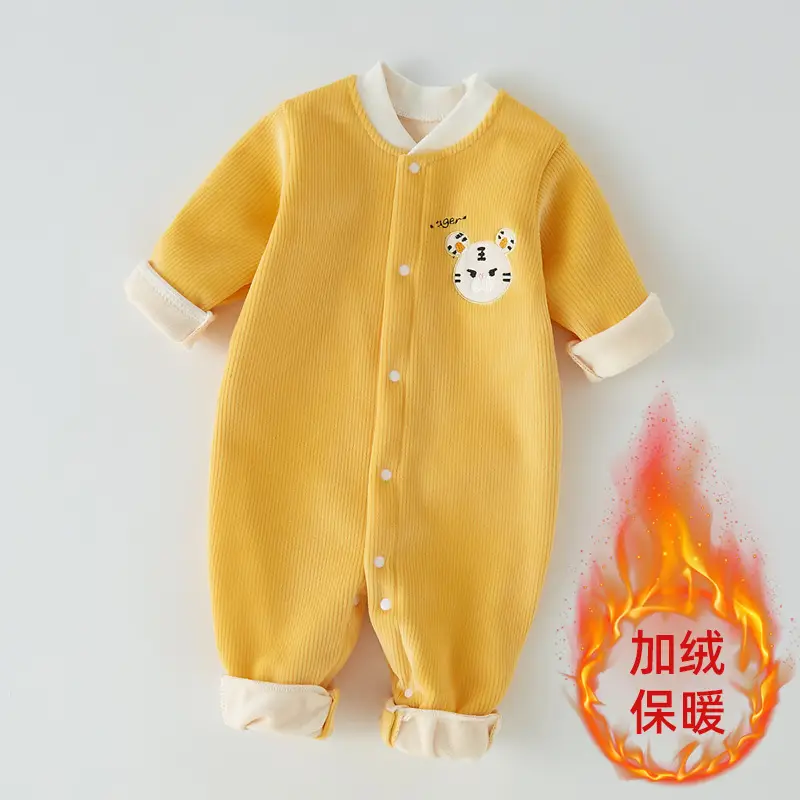 Baby Velvet Jumpsuit Blue Warm Newborn Autumn Wear - Image 3
