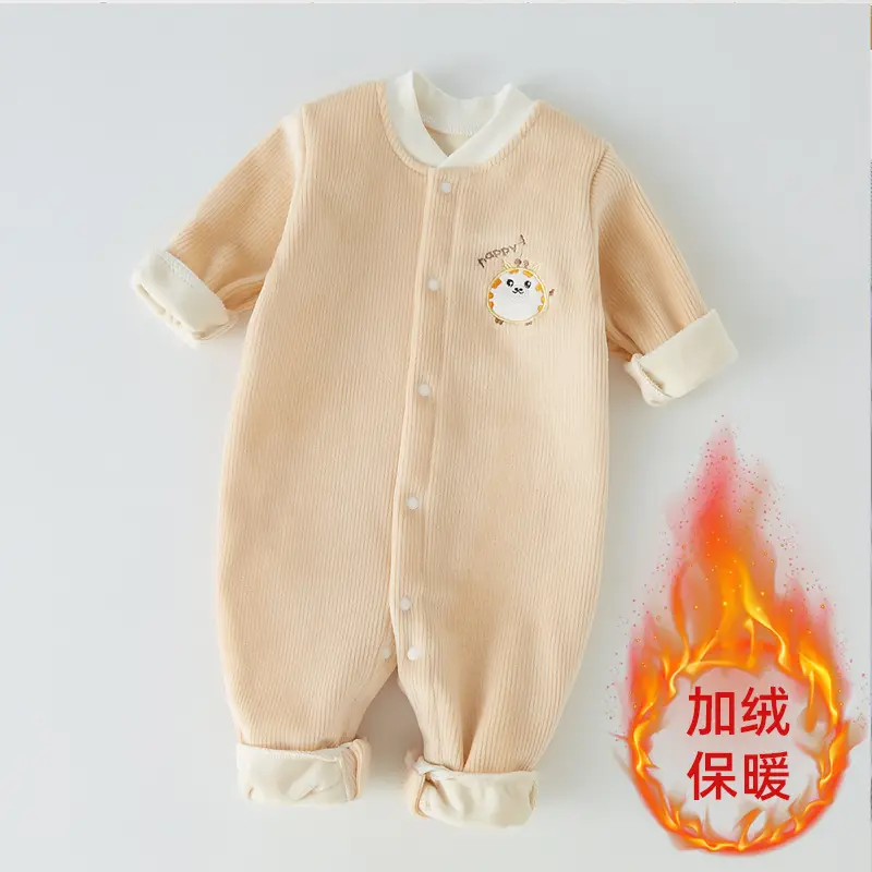 Baby Velvet Jumpsuit Blue Warm Newborn Autumn Wear - Image 4