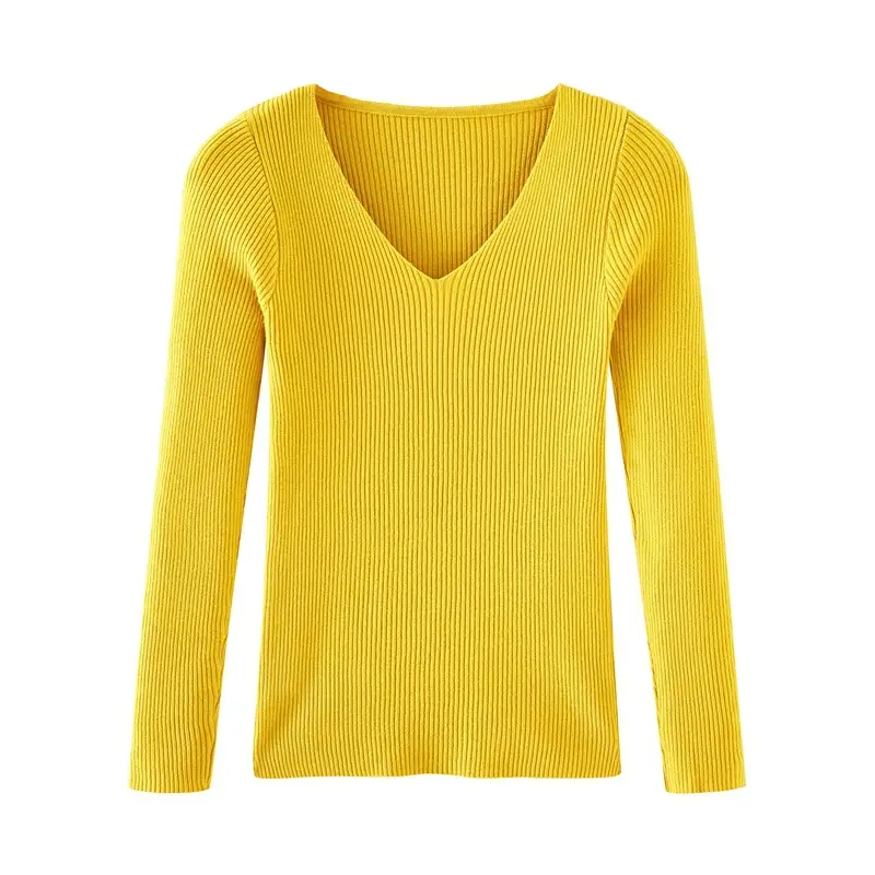 Women V-Neck Knitted V-Neck Pullover Long Sleeve Winter Warm - Image 4