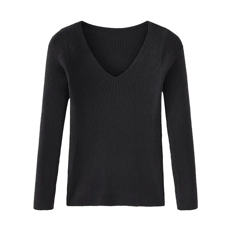 Women V-Neck Knitted V-Neck Pullover Long Sleeve Winter Warm - Image 5