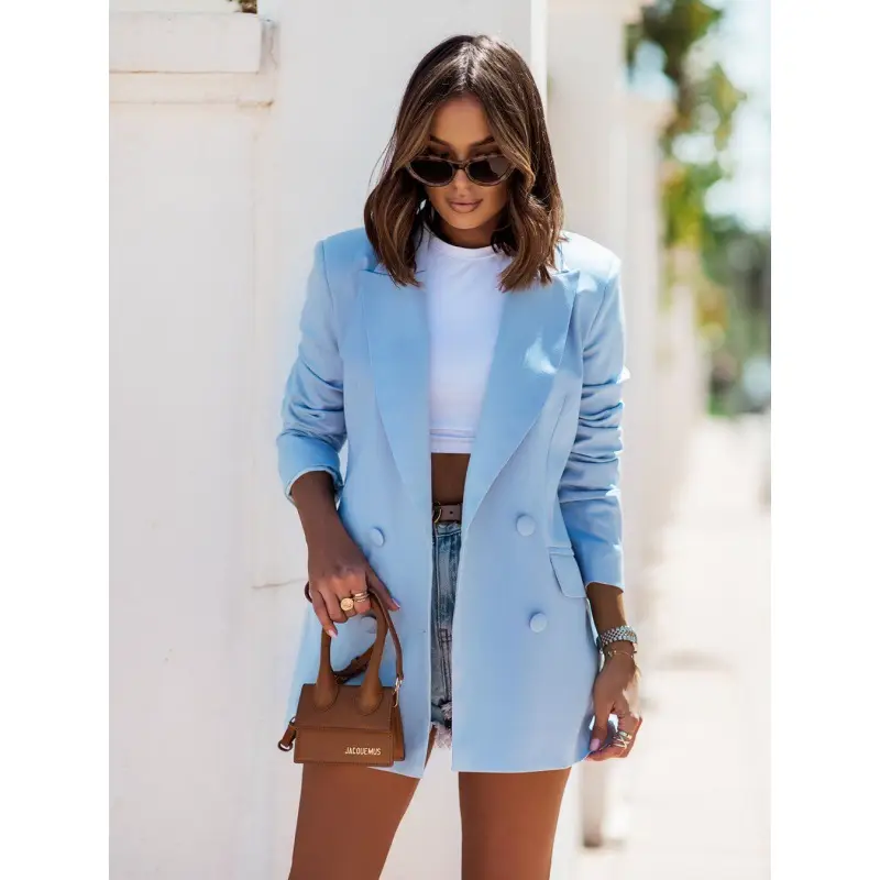 Women Pink Blazer Coat Set with Belt & Sunglasses