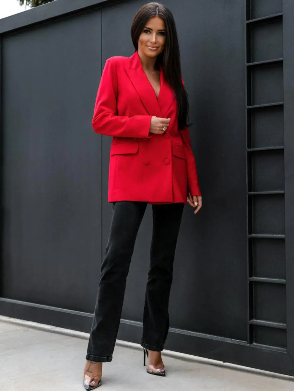 Women Pink Blazer Coat Set with Belt & Sunglasses — feature 17