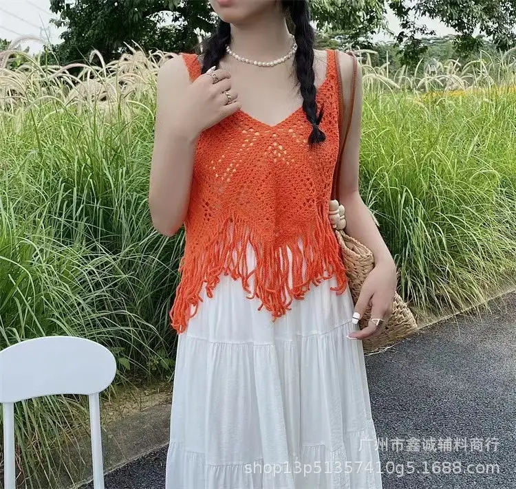 New Korean Style Hollow Crochet Vest Women's Knitted Vest