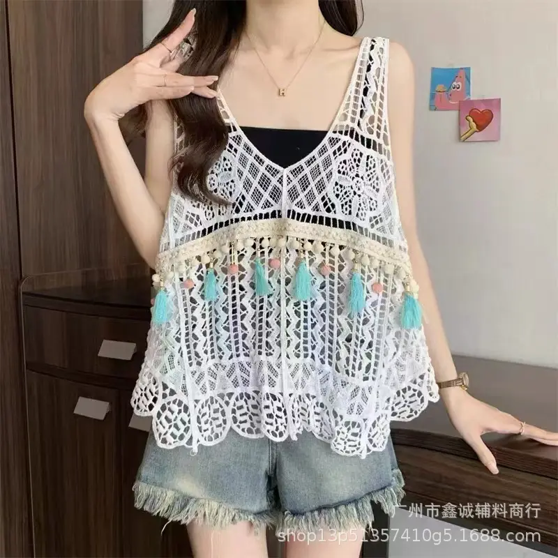 New Korean Style Hollow Crochet Vest Women's Knitted Vest