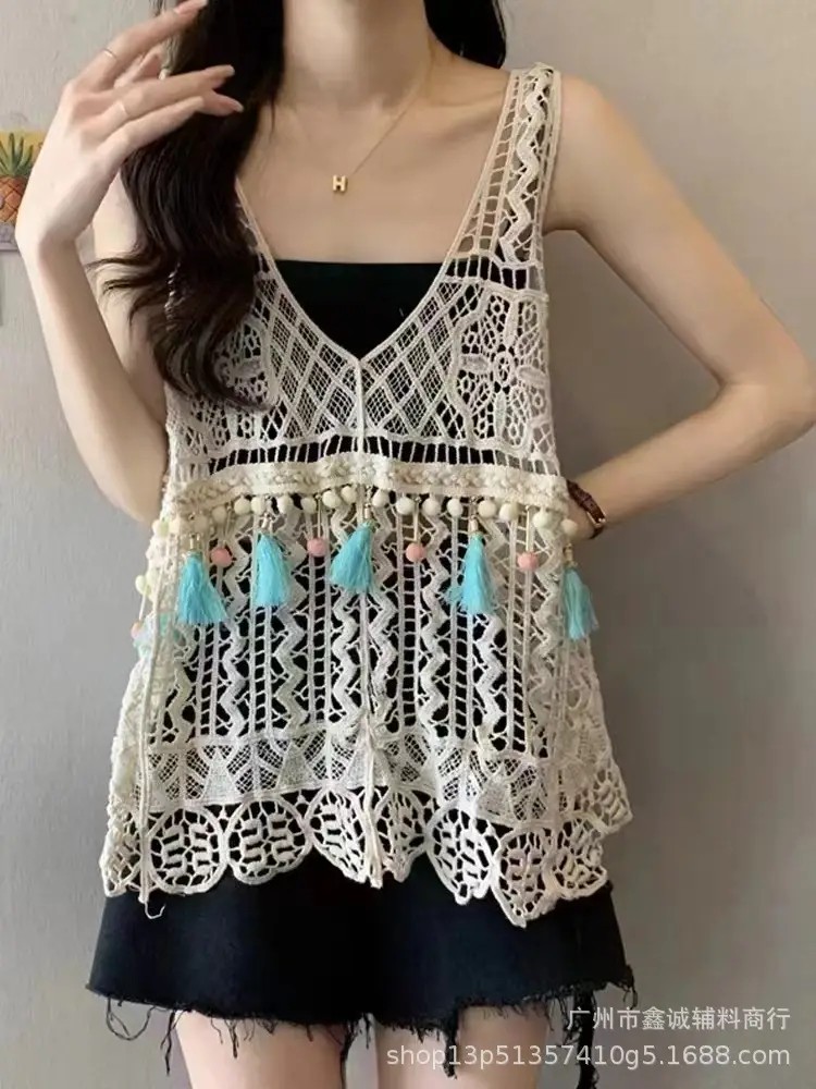 New Korean Style Hollow Crochet Vest Women's Knitted Vest