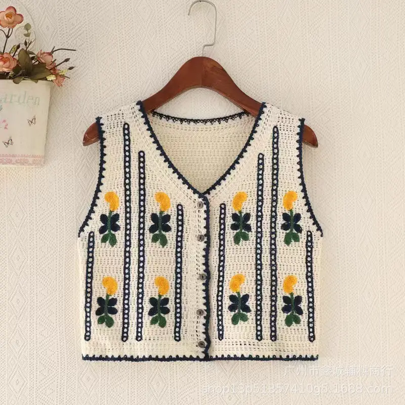 New Korean Style Hollow Crochet Vest Women's Knitted Vest