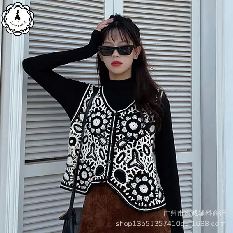 New Korean Style Hollow Crochet Vest Women's Knitted Vest