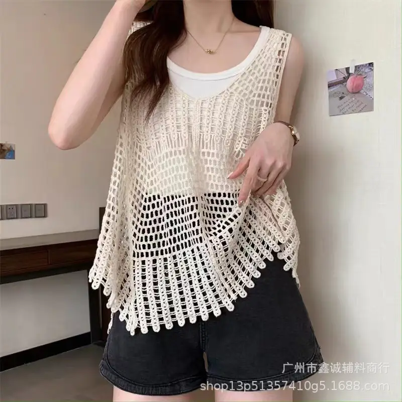 New Korean Style Hollow Crochet Vest Women's Knitted Vest
