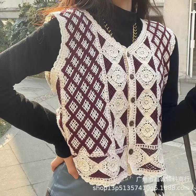 New Korean Style Hollow Crochet Vest Women's Knitted Vest