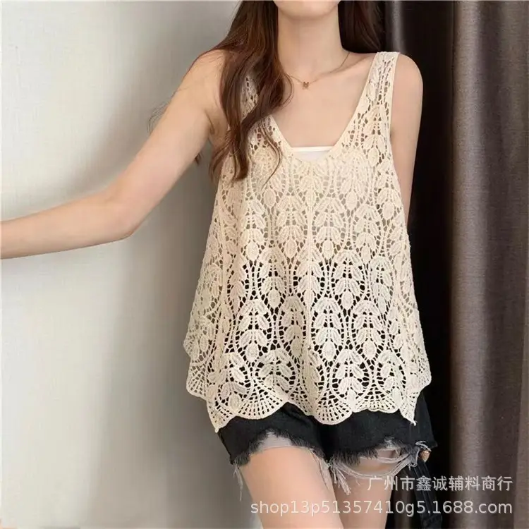 New Korean Style Hollow Crochet Vest Women's Knitted Vest