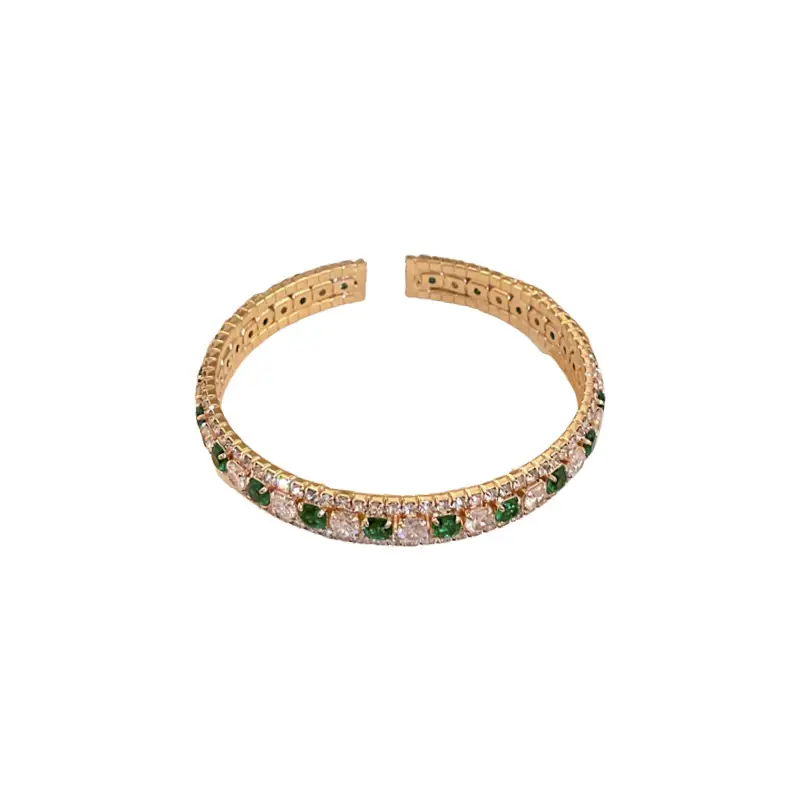 Emerald Square Diamond Bracelet Light Luxury Open Design - Image 23
