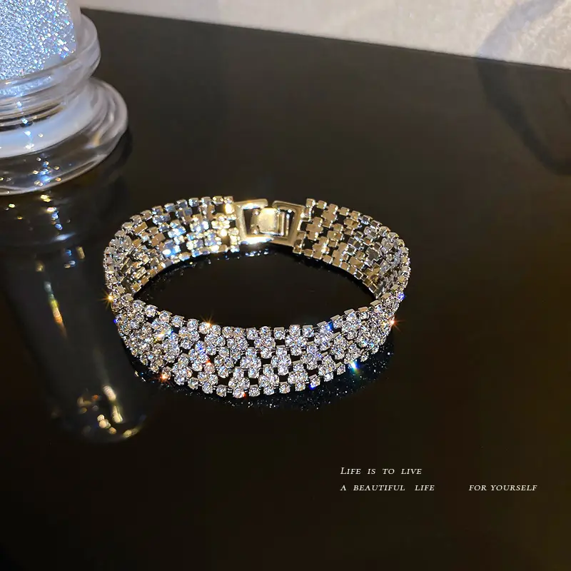 Emerald Square Diamond Bracelet Light Luxury Open Design - Image 18