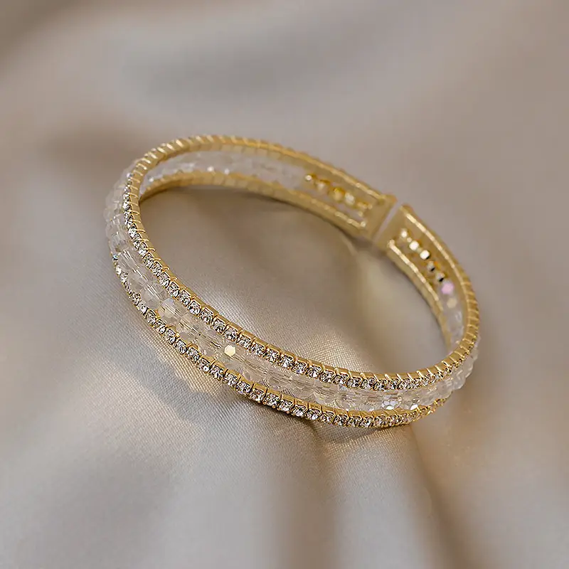 Emerald Square Diamond Bracelet Light Luxury Open Design - Image 3