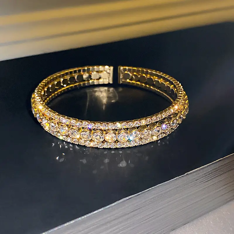 Emerald Square Diamond Bracelet Light Luxury Open Design - Image 7