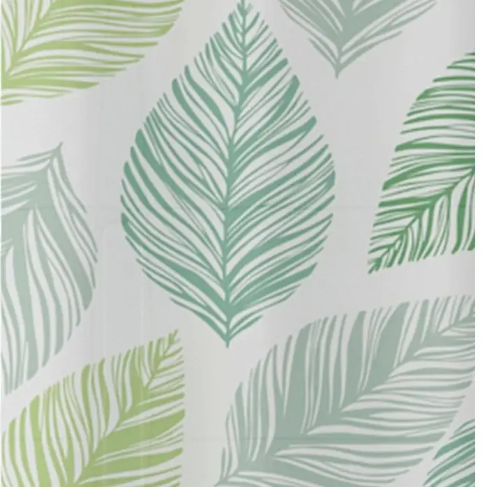 Waterproof Green Leaf Shower Curtain for Kids Bathroom