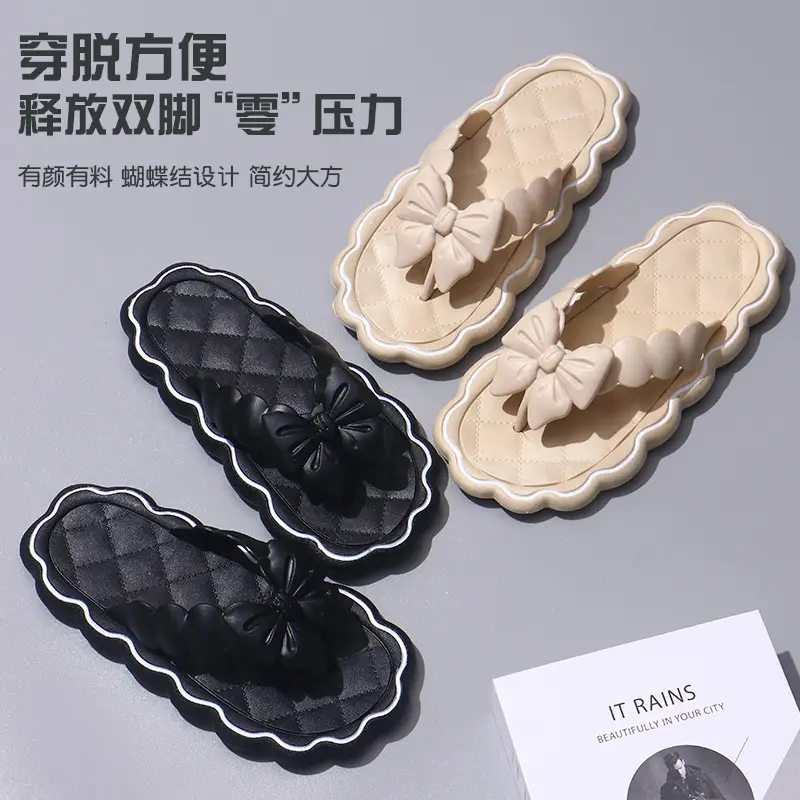 Black Lace Thong Sandals for Beach Wear