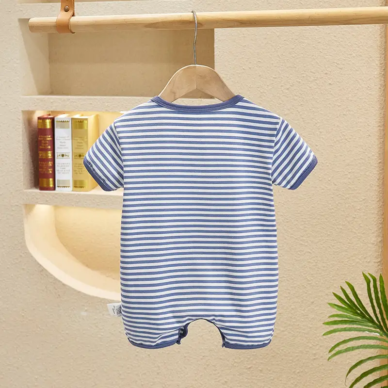Baby Striped Short Sleeve Baby Boy Romper 100 Days - Image 3