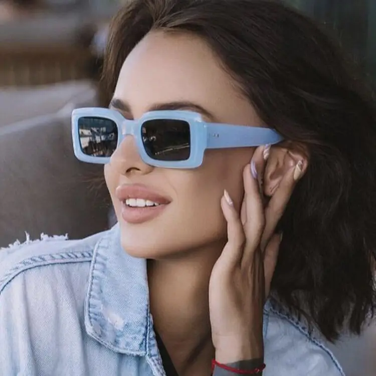 Kedun 2022 Square Sunglasses Blue Lightless - Image 11