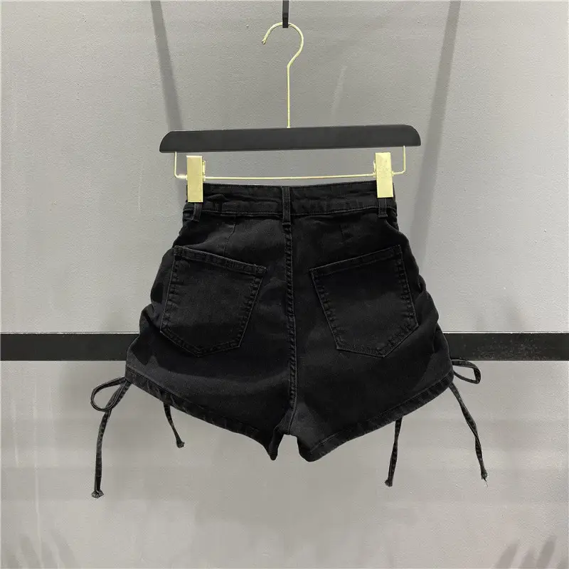 Women Denim Shorts High Waist Elastic Slim Fit - Image 6
