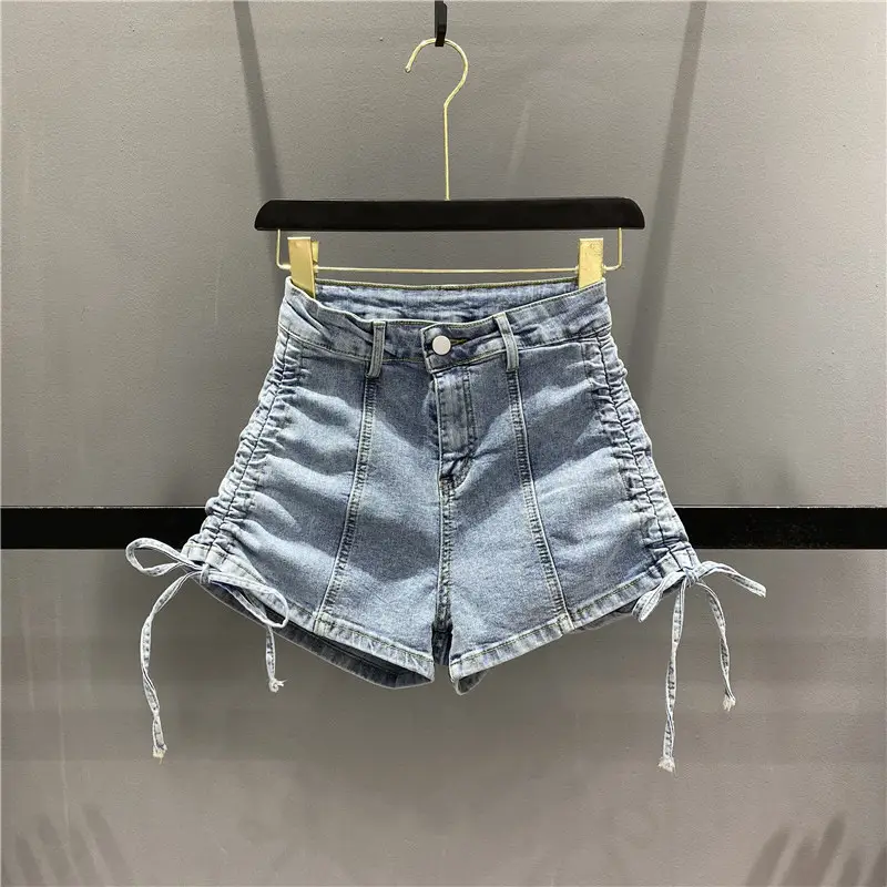 Women Denim Shorts High Waist Elastic Slim Fit - Image 2