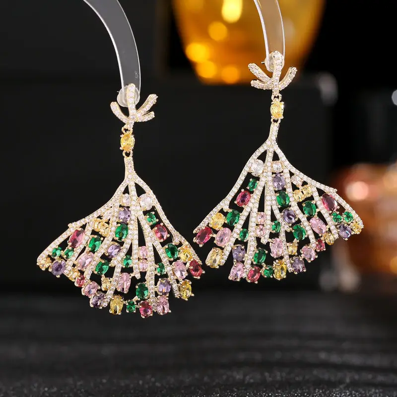 S925 Silver Diamond Fan Earrings for Women