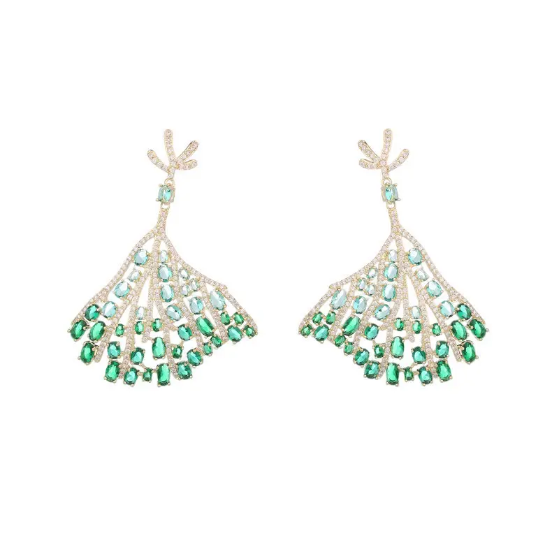 S925 Silver Diamond Fan Earrings for Women