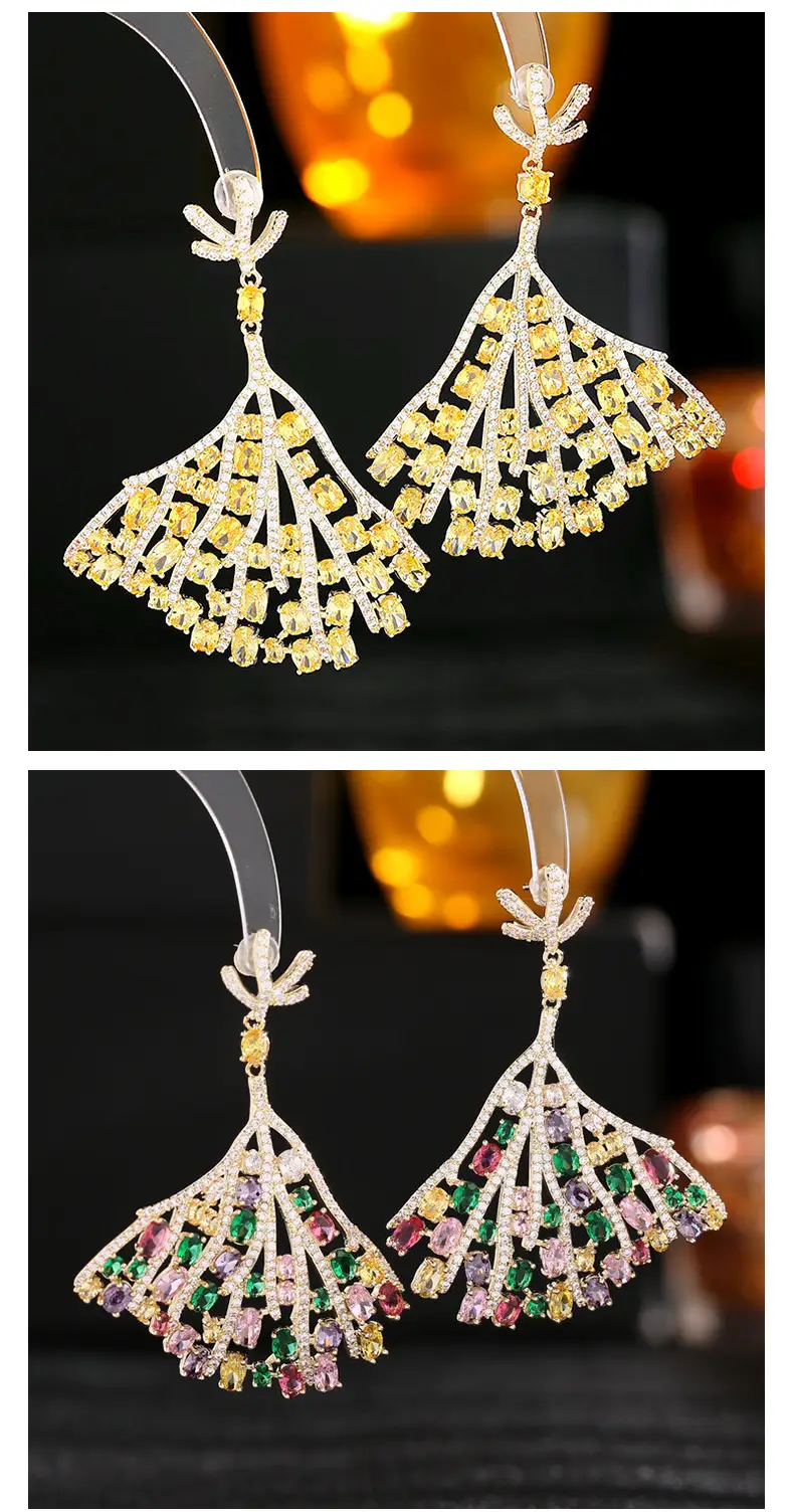 S925 Silver Diamond Fan Earrings for Women — feature 26