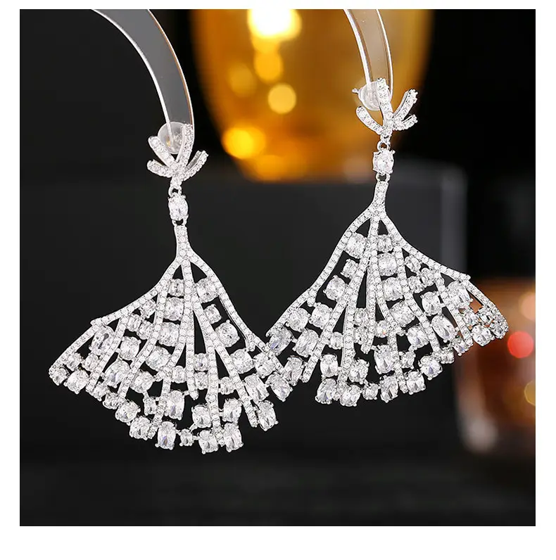 S925 Silver Diamond Fan Earrings for Women — feature 27