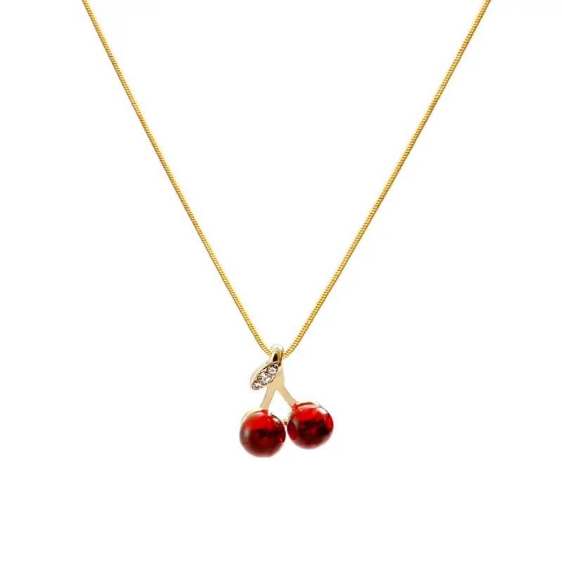 Red Cherry Clavicle Necklace for Women - Image 6