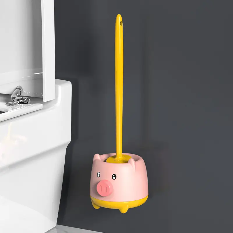 Cute Cartoon Toilet Brush Wall Mounted Floor Cleaning Brush - Image 3