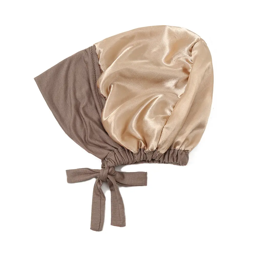 New Modal Satin Lace-Up Cap Red Gold Adjustable