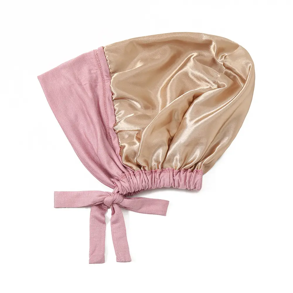 New Modal Satin Lace-Up Cap Red Gold Adjustable