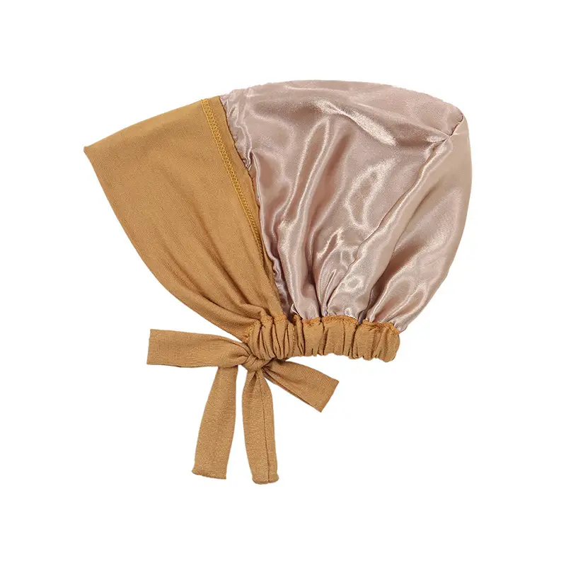 New Modal Satin Lace-Up Cap Red Gold Adjustable