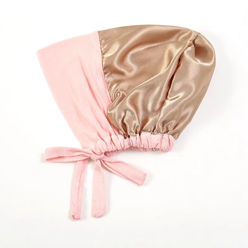 New Modal Satin Lace-Up Cap Red Gold Adjustable