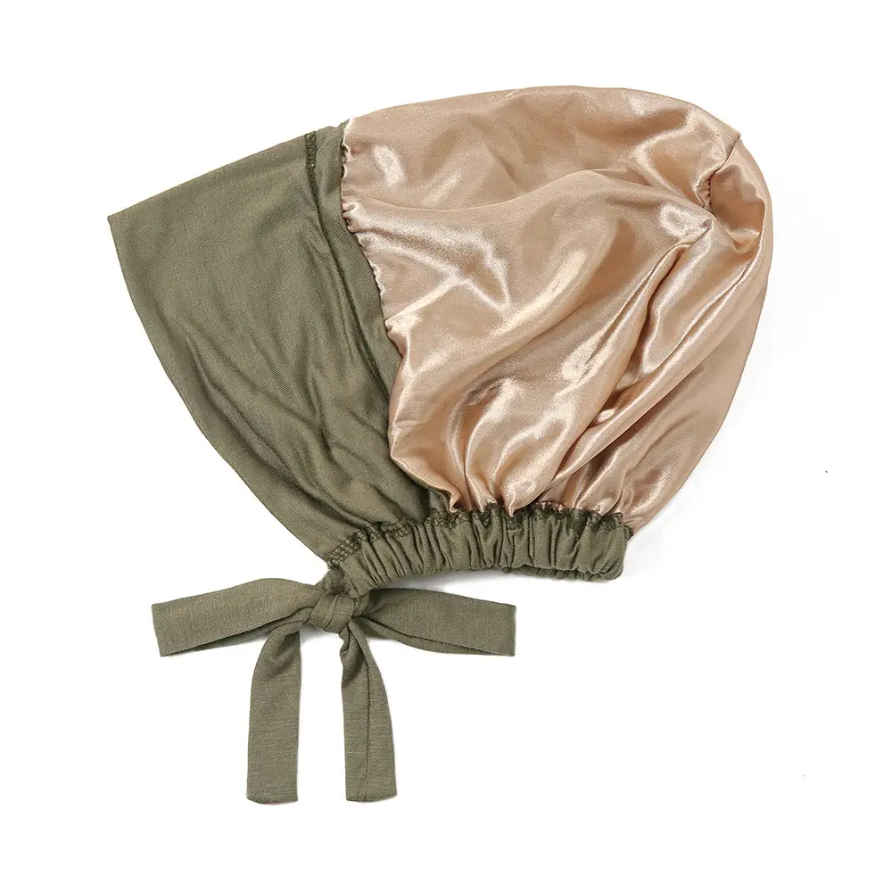 New Modal Satin Lace-Up Cap Red Gold Adjustable