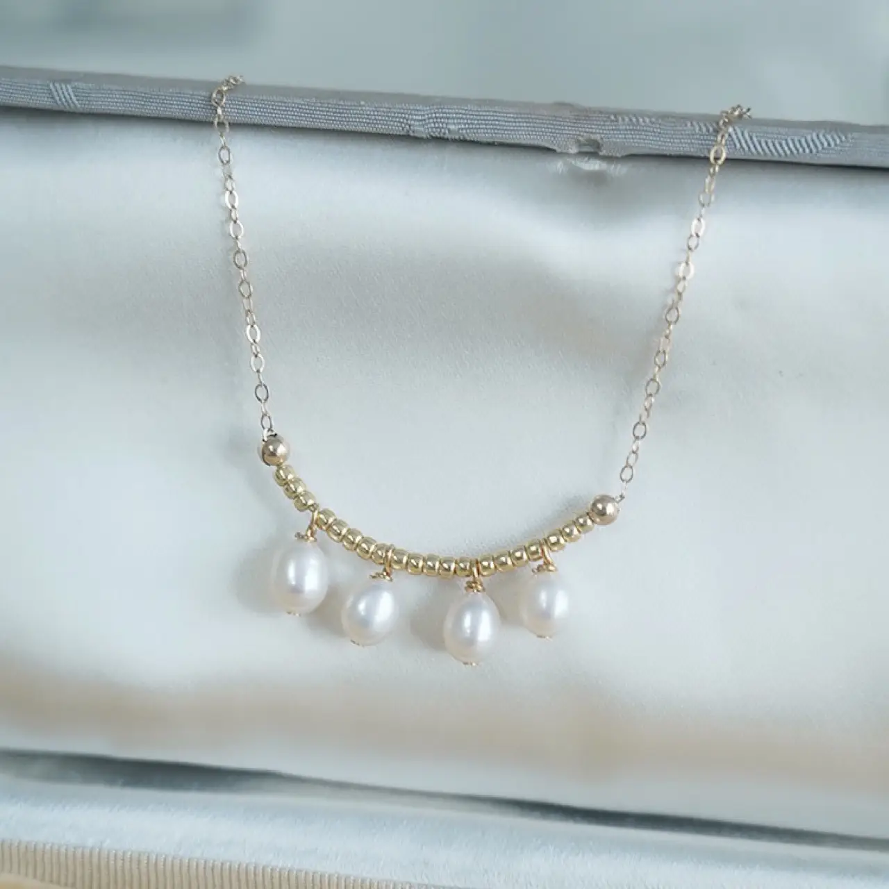 Gold Wind Chime Necklace with Natural Freshwater Pearls — feature 6