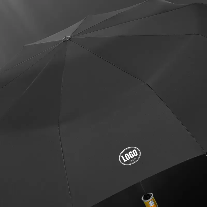 Men's Black Metal Umbrella with Gold Accents - Image 7