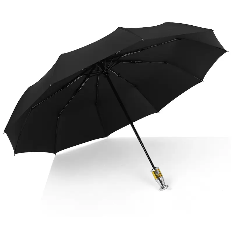 Men's Black Metal Umbrella with Gold Accents - Image 8