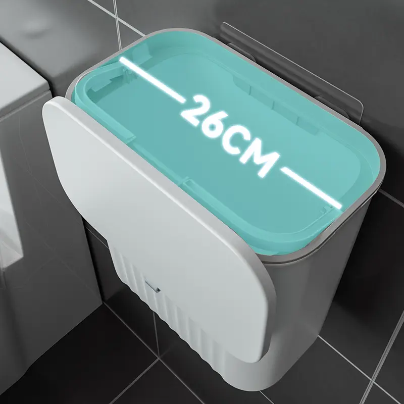Wall-Mounted Toilet Trash Can with Lid - Image 6