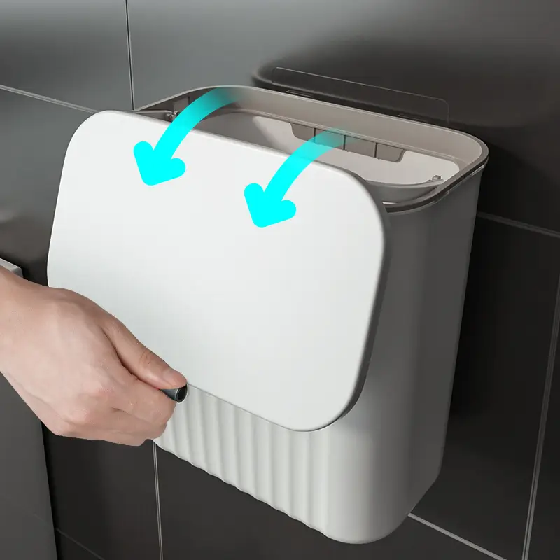 Wall-Mounted Toilet Trash Can with Lid - Image 7