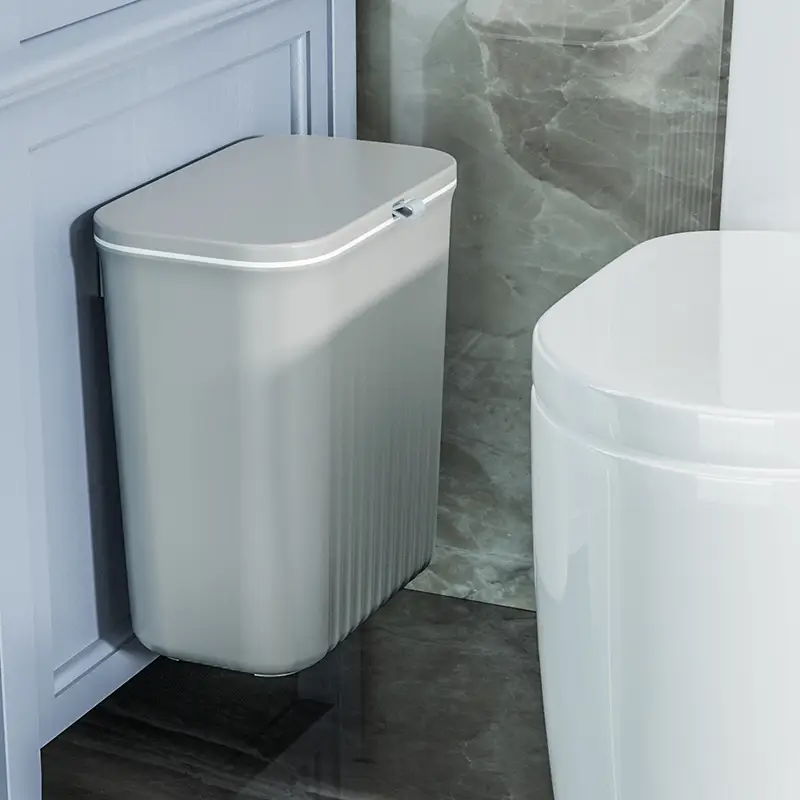 Wall-Mounted Toilet Trash Can with Lid - Image 2