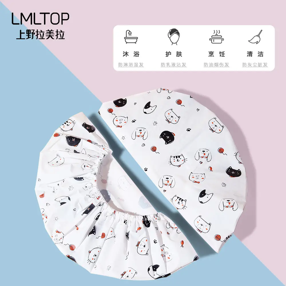 Lamera Thickened Shower Cap Women Cartoon Waterproof - Image 4