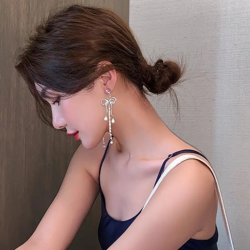 Long Tassel Earrings for Ladies Luxury Pearl Design - Image 64